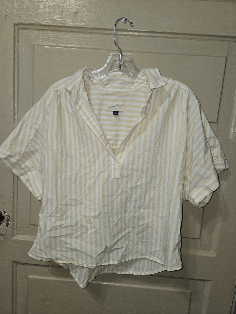 Universal Thread 100% Cotton Striped Short Sleeve V-Neck Top